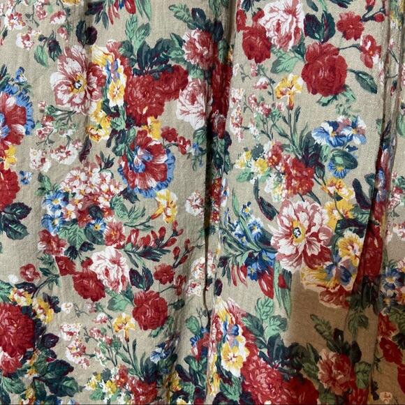 Tassels n Lace Cream Grandma Floral Dress Linen S - Picture 2 of 4